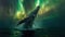 Northern Lights Spectacle: Majestic Whale Breaching in the Night