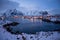 Northern Norway landscape in winter time, Reine fisherman village in Lofoten