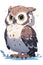 Northern Pygmy Owl, adorable cartoon bird in flat style, AI generative.