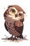 Northern Pygmy Owl, adorable cartoon bird in flat style, AI generative