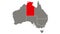 Northern Territory state blinking red highlighted in map of Australia