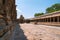 Northern wall, cloisters and Chandikesvara shrine, Airavatesvara Temple complex, Darasuram, Tamil Nadu. View from East.