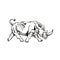 Northern White Rhinoceros or Square-Lipped Rhinoceros Charging Side View Retro Woodcut Black and White