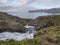 Northern wild summer landscape, View on beatuful cliffs in Hloduvik cove in west fjords nature reserve Hornstrandir in Iceland,