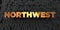 Northwest - Gold text on black background - 3D rendered royalty free stock picture