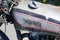 Norton motorcycle brand logo and sign text on ancient tank fuel of oldtimer vintage