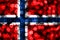 Norway abstract blurry bokeh flag. Christmas, New Year and National day concept flag