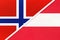 Norway and Austria, symbol of national flags from textile