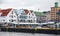 Norway, Bergen harbor, coastal street view