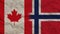 Norway and Canada Flags Together, Crumpled Paper Effect 3D Illustration