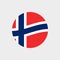 Norway circle flag icon. Waving Norwegian symbol. Vector illustration.