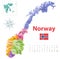 Norway counties vector map, colored by regions