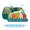 Norway country design template Flat cartoon style