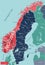 Norway country detailed editable map