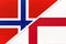 Norway and England, symbol of national flags from textile