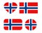 Norway flag in different shapes, Scandinavian country, isolated Norwegian banner with scratched texture, grunge.