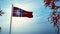 Norway flag flying through trees with sun - 3d animation