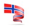 Norway flag in the form of wave ribbon.