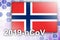 Norway flag and futuristic digital abstract composition with 2019-nCoV inscription. Covid-19 outbreak concept