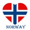 Norway flag in heart shape, Scandinavian country, isolated Norwegian banner with scratched texture, grunge.