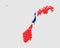 Norway Flag Map. Map of the Kingdom of Norway with the Norwegian country banner. Vector Illustration