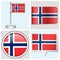 Norway flag - set of sticker, button, label