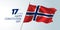 Norway happy constitution day vector banner, greeting card