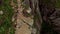 Norway. Hikers on a mountain ridge. Spectacular views. Height. Wild landscape in Norway.