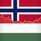 Norway and Hungary national flags separated by a line chart.