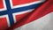 Norway and Indonesia two flags textile cloth, fabric texture