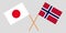 Norway and Japan. The Norwegian and Japanese flags. Official proportion. Correct colors. Vector
