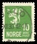 Norway Lion of type one on green postage stamp