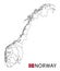 Norway map, black and white detailed outline regions of the country.