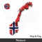 Norway map and flag . Waving textile design . Dot world map background . Vector