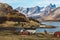 Norway mountains and landscapes on the islands Lofoten. Natural scandinavian landscape. Place for text or advertising
