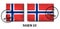 Norway or norwegian flag pattern postage stamp with grunge old scratch texture and affix a seal on isolated background . Black col