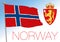 Norway official national flag and coat of arms, europe