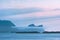 Norway sunset landscape fjord and mountain rocks scandinavian nature Senja islands