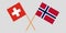 Norway and Switzerland. The Norwegian and Swiss flags. Official proportion. Correct colors. Vector