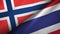 Norway and Thailand two flags textile cloth, fabric texture