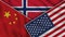 Norway United States of America China Flags Together Fabric Texture Effect Illustrations
