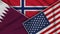 Norway United States of America Qatar Flags Together Fabric Texture Illustration