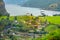 Norway village and fjord landscape in Flam