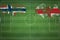 Norway vs England Soccer Match, national colors, national flags, soccer field, football game, Copy space