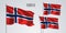 Norway waving flag set of vector illustration