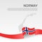 Norway wavy flag and mosaic map on white background. Flag of norway with wavy ribbon. National poster design. Business booklet