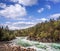 Norway with wild river during spring time. Railroad from Flam to Myrdal in Norway