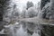 Norway in winter, Norwegian landscape, calm river