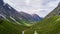 Norwegian aerial landscape: aerial view over the sea and mountains, Norway