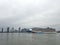Norwegian Breakaway Cruise Ship on Hudson River Leaving Manhattan.